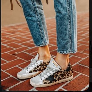 Golden Goose Superstar Classic with Leopard Print Accents - Size 40 Size 9.5